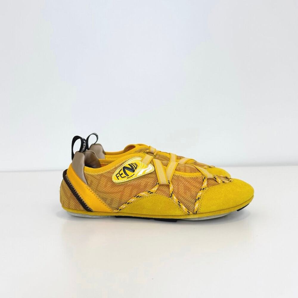 FENDI x Sarah Coleman FF Vertigo Flex Yellow Sneaker 37 NEW Logo Low Top Shoes